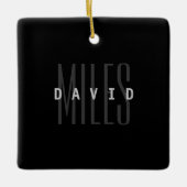 Moderne overlappende naam en achternaam keramisch ornament (Voorkant)