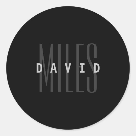 Moderne overlappende naam en achternaam ronde sticker (Voorkant)