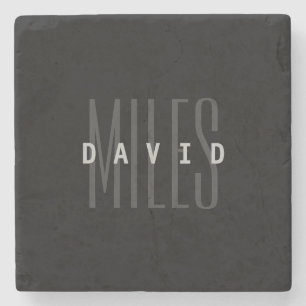 Moderne overlappende naam en achternaam stenen onderzetter