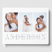 Moderne Overlay | Drie Foto's Bruiloft Gastenboek (Voorkant)