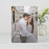 Moderne Overlay Foto Bruiloft Opslagdatum Kaart (Staand voorkant)