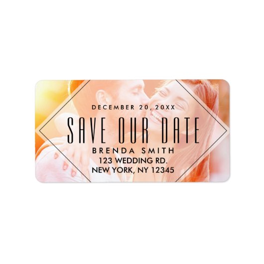 Moderne overlay | Foto Save the Date Address Label (Voorkant)