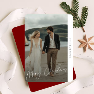 Moderne Overlay Rode Strand Foto Nautische Kerstmi Feestdagenkaart