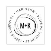 Moderne paar Monogram Ronde Rendement Adres Zelfinktende Stempel (Design)