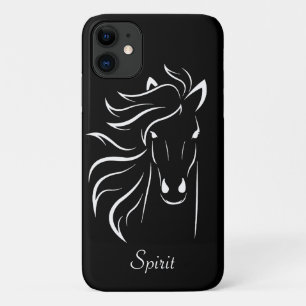 Moderne paard silhouet beeld kunst op zwart iPhone 11 hoesje