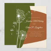 Moderne paardebloem bruiloft kaart (Voorkant / Achterkant)