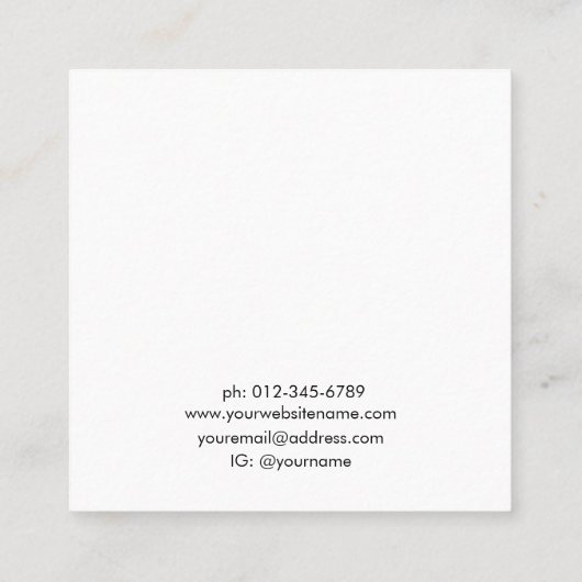 Moderne paardenbloemen sieraden oorbel display vierkante visitekaartje (Achterkant)