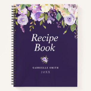 Moderne paars florele receptieboek notitieboek