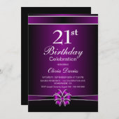 Moderne Paarse 21e verjaardag Kaart (Voorkant / Achterkant)