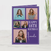 Moderne Paarse 5 foto collage 18e verjaardag Kaart (Voorkant)
