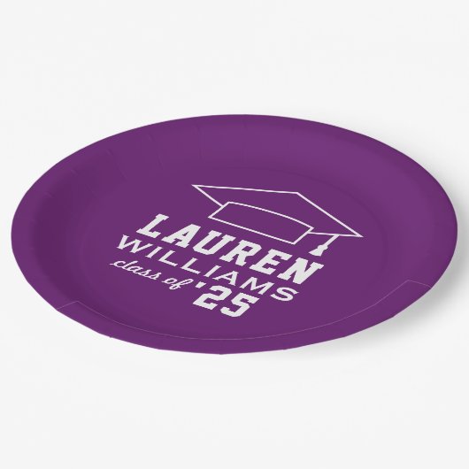 Moderne Paarse Aangepaste Graduatie Partij Papieren Bordje (Gekanteld)