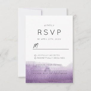 Moderne Paarse Abstracte Aquarel Stijlvolle Trouwd RSVP Kaartje