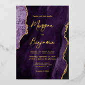 Moderne Paarse Agaat Chic Script Bruiloft Folie Uitnodiging (Voorkant)