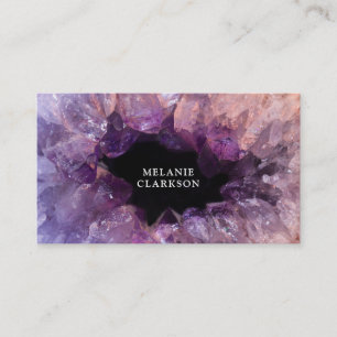Moderne paarse amethyst gemstone geode mineraal visitekaartje