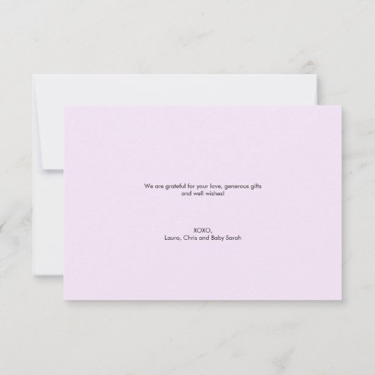 Moderne Paarse babymeisje Aangepaste foto-collage Bedankkaart (Achterkant)