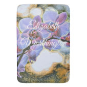 Moderne Paarse blauwe orchidee bloemen Badmat (Voorkant Verticaal)
