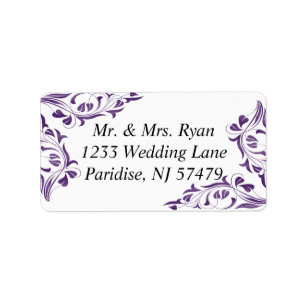 Moderne Paarse bloemen   Bruiloft Etiket