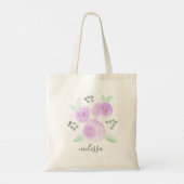 Moderne paarse bloemen Eucalyptus Tote Bag (Achterkant)
