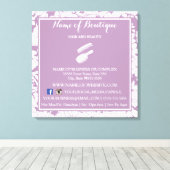 Moderne Paarse Bloemen Girly Salon Informatie Sign Canvas Afdruk (Insitu (Houten vloer))