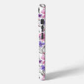 Moderne Paarse bloementeelt in roze Waterverf Case-Mate iPhone Case (Achterkant / Links)