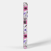 Moderne Paarse bloementeelt in roze Waterverf Case-Mate iPhone Case (Achterkant / Rechts)