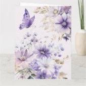 Moderne paarse bloemige Zalige Moederdag kaart (Achterkant)