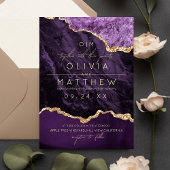 Moderne Paarse bruiloft foto uitnodiging