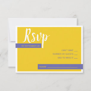 Moderne paarse bruiloft met een minimum RSVP kaartje