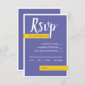 Moderne paarse bruiloft met een minimum RSVP kaartje (Voorkant / Achterkant)