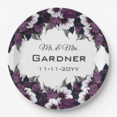Moderne Paarse bruiloft Papieren Bordje (Voorkant)