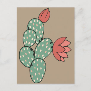 Moderne paarse cactus briefkaart