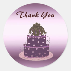 Moderne Paarse Cake Dank Je Wel Ronde Sticker