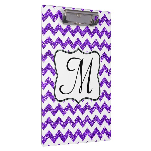 Moderne Paarse Chevron Monogram Initiaal Clip Boar Klembord (Rechts)