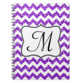 Moderne Paarse Chevron Monogram Initiaal Notitiebo Notitieboek (Voorkant)