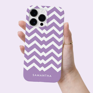 Moderne Paarse Chevron Patroon Gepersonaliseerde n Case-Mate iPhone 14 Pro Max Hoesje