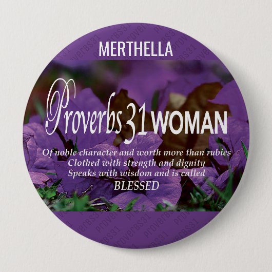 Moderne Paarse Christelijke PROVERBS 31 Ronde Button 4,0 Cm (Voorkant)