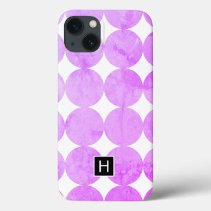 Moderne Paarse cirkels Monogram iPhone 13 Hoesje