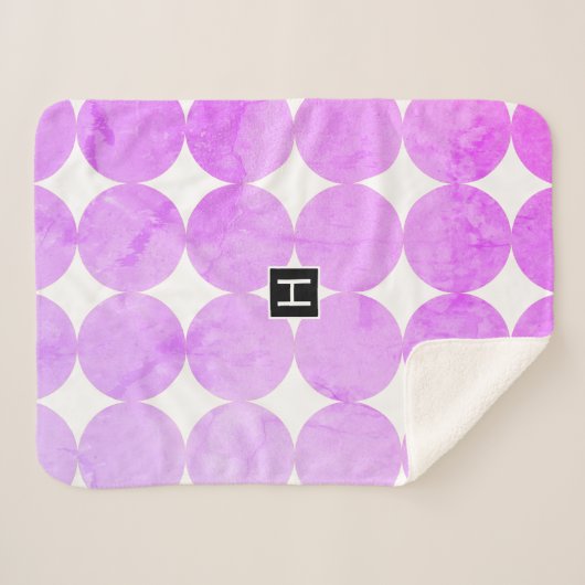 Moderne Paarse cirkels | Monogram Sherpa Deken (Voorkant (horizontaal))