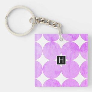 Moderne Paarse cirkels Monogram Sleutelhanger