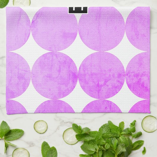 Moderne Paarse cirkels | Monogram Theedoek (Gevouwen)
