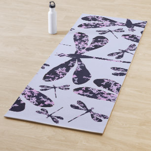Moderne paarse dragonfly-illustratie yogamat