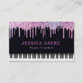 Moderne Paarse druppels glitter pianoleraar Visitekaartje (Voorkant)