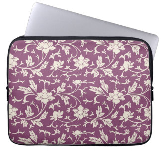 Moderne, Paarse en cream Floral laptophoes Laptop Sleeve