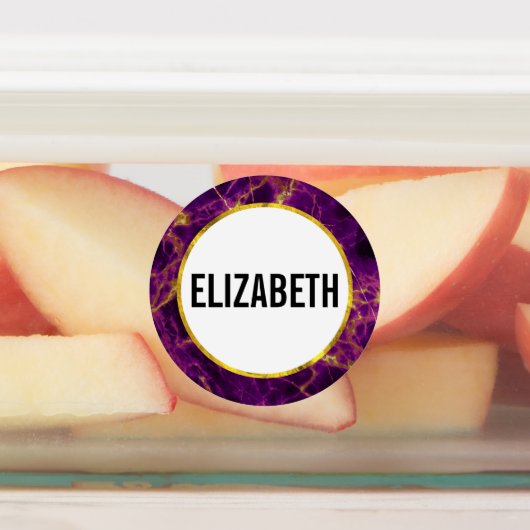 Moderne Paarse en gouden Abstracte marmer Labels (Aangebracht)