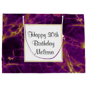 Moderne Paarse en gouden Abstracte marmerdag Groot Cadeauzakje (Achterkant)