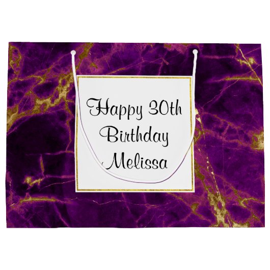 Moderne Paarse en gouden Abstracte marmerdag Groot Cadeauzakje (Achterkant)