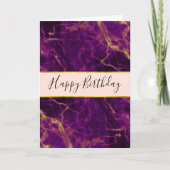 Moderne Paarse en gouden Abstracte marmerdag Kaart (Voorkant)