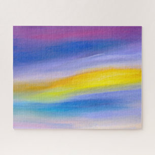 Moderne Paarse en Gouden Straal Abstracte Kunstpuz Legpuzzel
