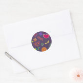 Moderne paarse en roze bloemen ronde sticker (Envelop)
