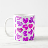 Moderne paarse en roze gekrabbelde harten valentij koffiemok (Links)